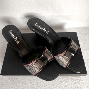 Golden Peak Black Sandal Heel Size 7